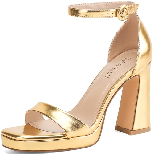 Platform Heels for Women Chunky High Heels with Ankle Strap Square Toe Strappy Heels for Women Heeled Sandals
