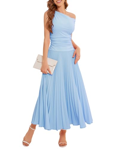 Bbonlinedress Formal Maxi Prom One Shoulder Pleated Cocktail Dress Women Wedding Guest Summer Daily Long Party Dresses