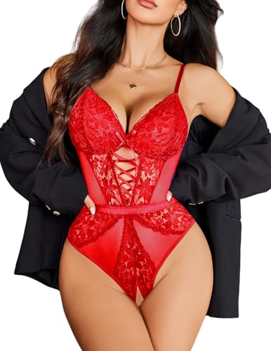 Avidlove Sexy Lingerie for Women Lace Teddy Lingerie Cut Out One Piece Lingerie Bodysuit Top Clubwear
