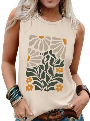 Sleeveless Tank Tops for Women 2025 Summer Casual Blouses Graphic Tees Loose Fit Crewneck Vacation Outfits Shirts