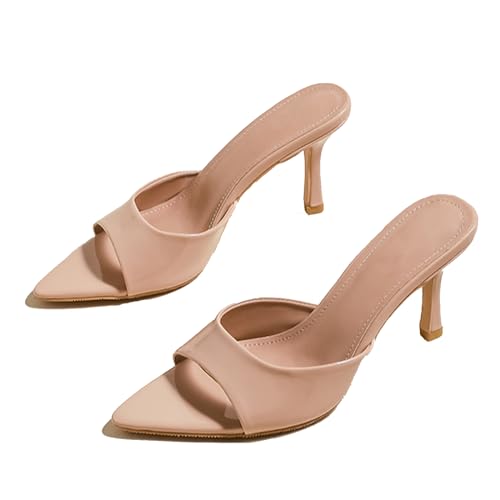 Women's Patent Leather Pointed Toe Open Toe High Heel Sandals Comfortable Slingback Slip-On Mule Sandals Fashionable Formal Party Dresses Pumps