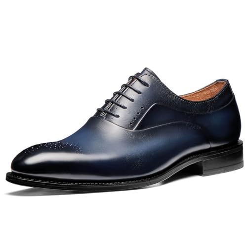 Men's Dress Shoes Genuine Leather Oxfords Luxury Formal Business Suit Shoes with Blake Rapid Stitch