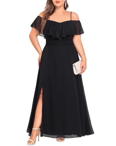 Pinup Fashion Women Plus Size Bridesmaid Dresses - Off The Shoulder Formal Wedding Guest Bridal Shower Long Dress