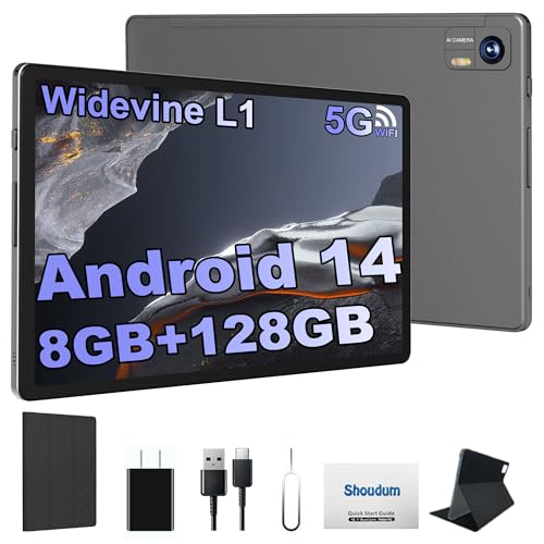 Androind 14 Tablet, 10.1 Inch Tablet, 8GB RAM 128GB ROM 1TB Expand, 8000mAh Battery, 10.1 Inch Octa-Core with 13MP+8MP Camera/Bluetooth/GPS/WiFi/HD Display, Dark Grey.