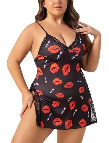 Babydoll Lingerie for Women Lace Chemise Sexy Nightgown Modal Exotic Sleepwear Side Slits