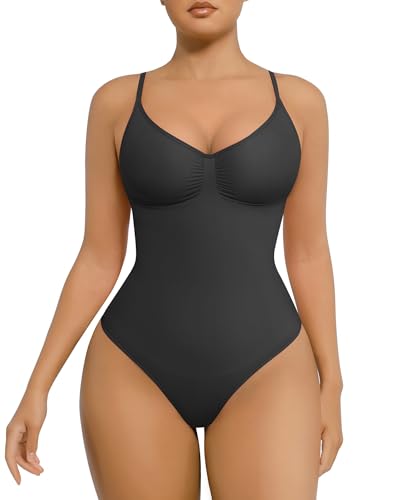 FeelinGirl Shapewear Bodysuit for Women Tummy Control Seamless Sculpting Snatched Waist Body Suit Body Shaper Thong