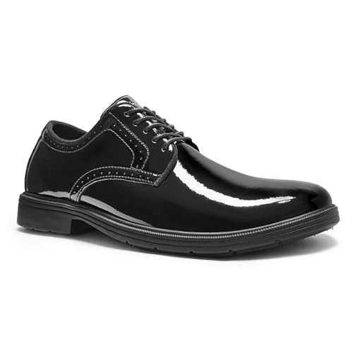Men's Orthopedic Business Leather Dress Shoes: Arch Support Formal Wingtip Oxford, Plantar Fasciitis Cap Toe Comfort Oxfords, Orthotics Patent Tuxedo Sneakers for Foot and Heel Pain Relief