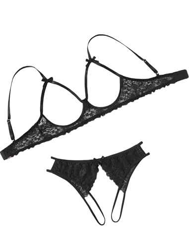 Avidlove Women's Exotic Lingerie Sets Naughty 2 Pieces Bra Panty Set Sexy Cutout Lace Lingerie