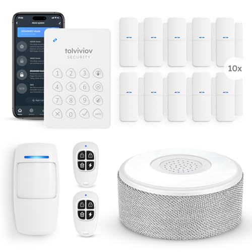 tolviviov Alarm System for Home Security, Door Alarm Systems, App Alerts, 15Piece Kit, No Monthly fee, WiFi Alarm, Door Window Motion Sensor, for Home Security and Kids Safety