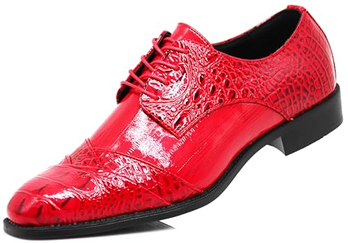 STW Men's Alligator Crocodile Print Oxfords Fashion Lace Up Dress Shoes