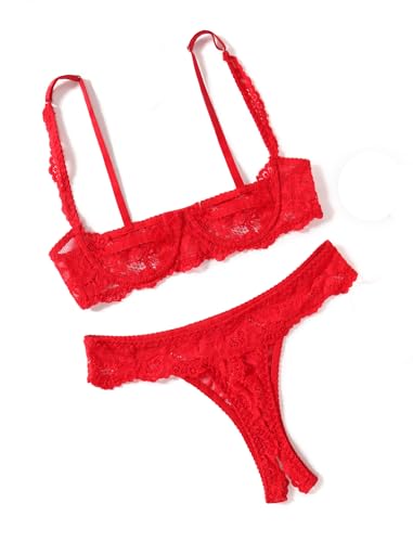 Avidlove Sexy Lingerie Set for Women Lace Bra and Panty Sets Underwire Push Up Lace Lingerie Set