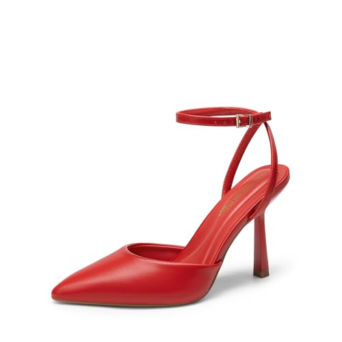 DREAM PAIRS High Heels for Women Closed Pointed Toe Dress Shoes for Women Ankle Strap Stiletto Heel Party Wedding Sexy Pump Shoes