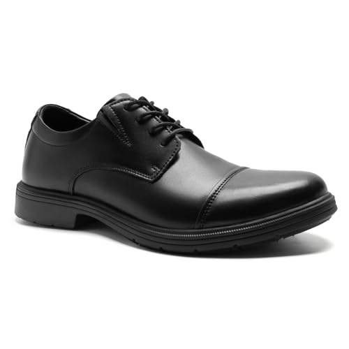 Orthopedic Business Leather Dress Shoes - Arch Support Formal Wingtip Oxford Patent Shoe for Men- Plantar Fasciitis Cap Toe Comfortable Lace Up Oxfords for Tuxedo for Foot Pain Relief