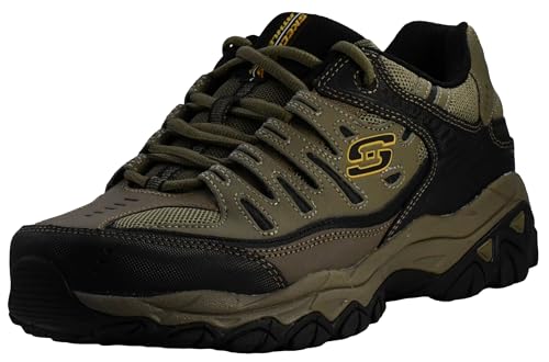 Skechers Men's Afterburn M. Fit Fashion Sneakers ?C Leather Upper, Memory Foam Insole, Rubber Outsole