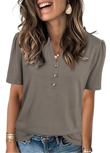 Womens Tops Summer 2025 Short Sleeve Casual Shirts Fashion Loose Fit Clothes