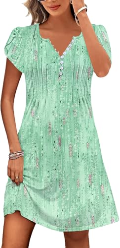 ETCYY Women's Casual Dress Short Sleeve Sundresses Vacation Summer Dresses 2025 Beach Spring A-Line Tshirt Dress with Pockets