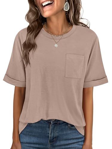 ANRABESS Women Oversized T Shirts Short Sleeve Summer Casual Loose Top Basic Tee with Pocket