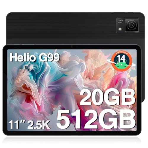 DOOGEE T40 Android 14 Tablet,Helio G99 Octa-Core IPS 1600x2560,11" 2.5K Ultra Clear Display,20GB+512GB/2TB Expand,Android Tablet with 8580mAh Battery,Dual SIM 4G,Face Unlock,OTG